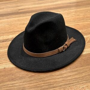 Black Wool blend fedora hat
